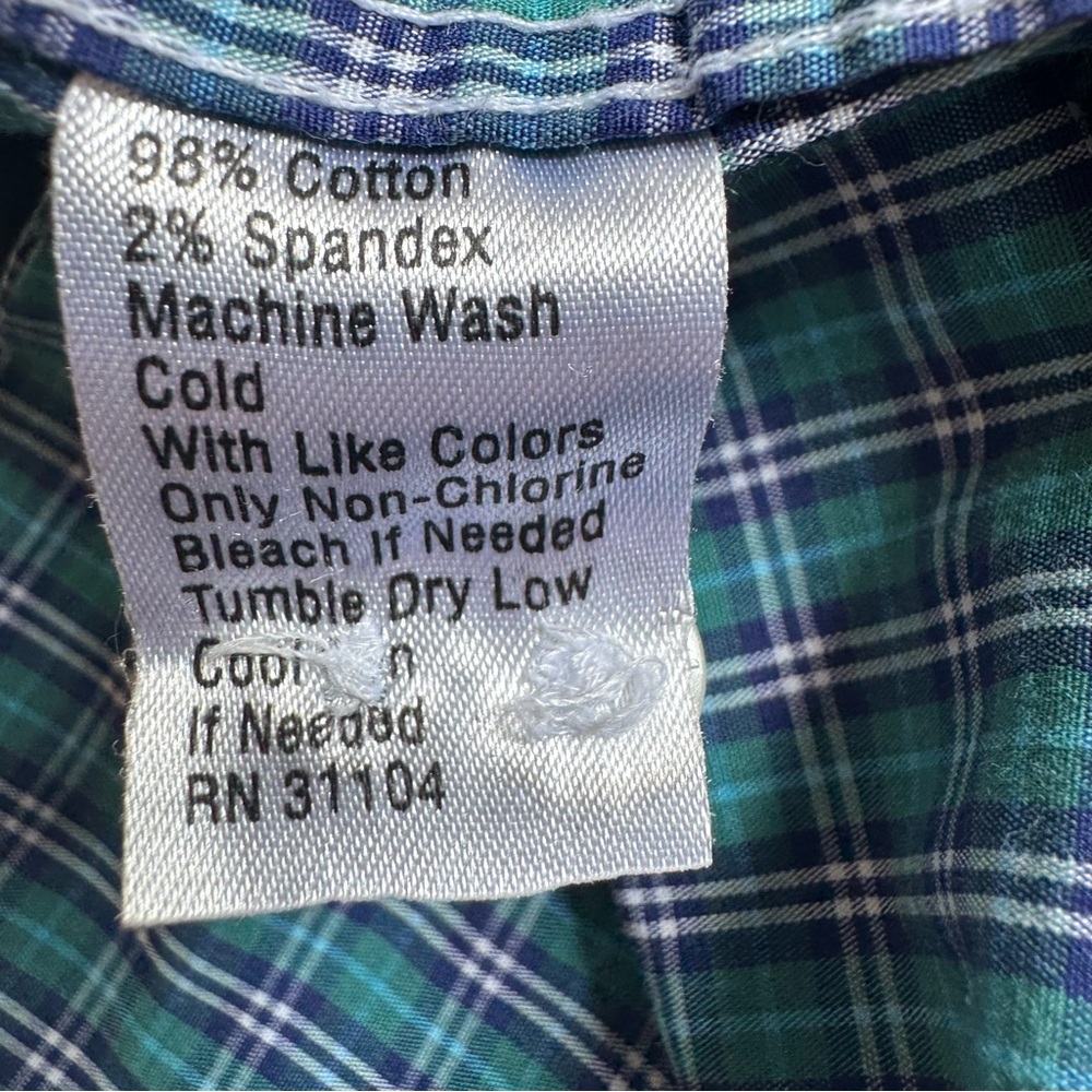 Crown & Ivy Men’s Green and Navy Blue Casual Button Down Shirt Size Medium - Picture 7 of 7